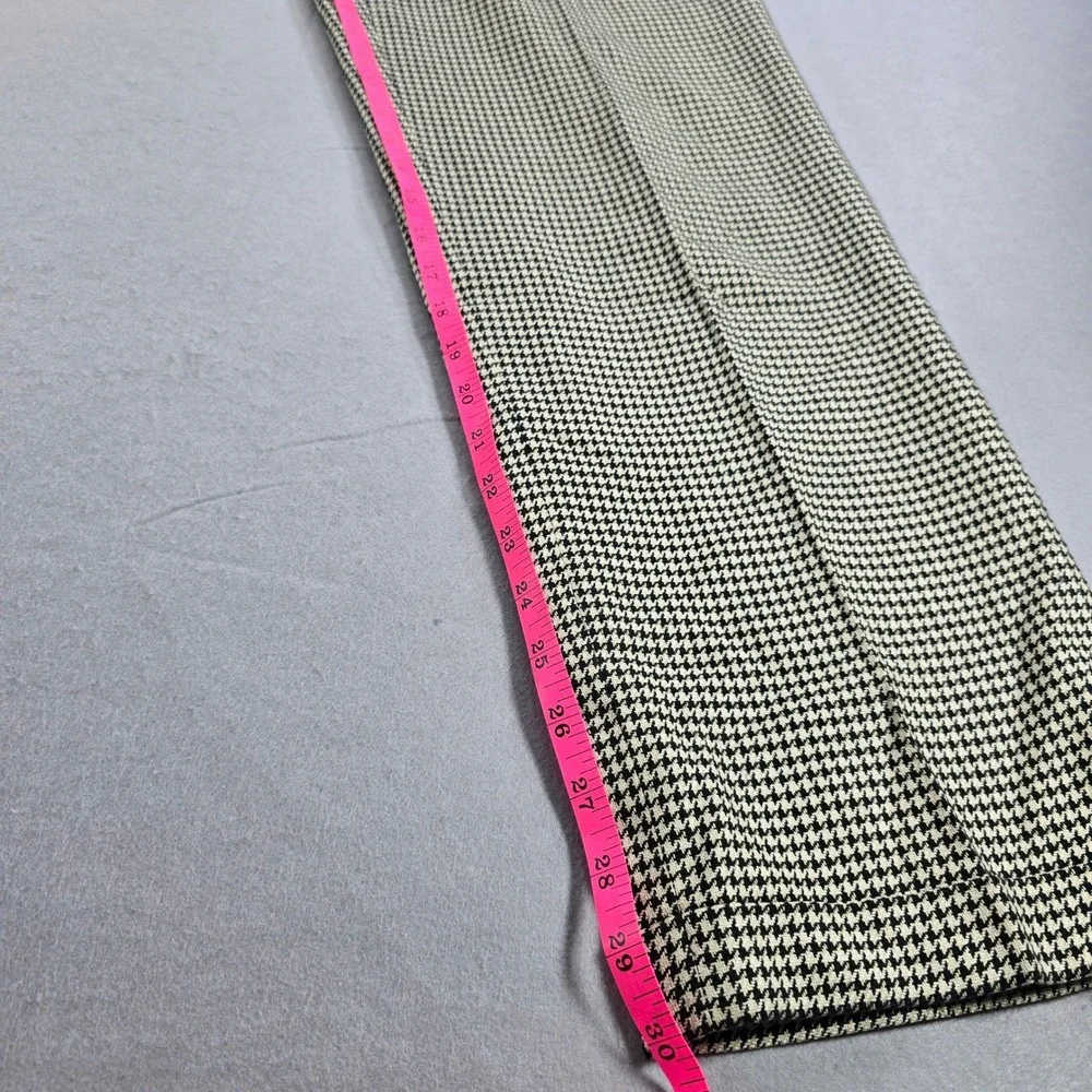 Talbots Womens Size 8 Black Cream Houndstooth Silk Cotton Straight Leg Pants